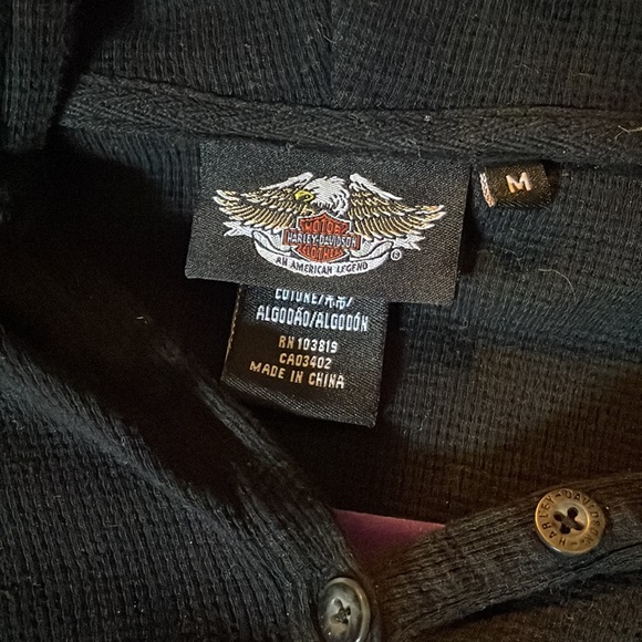 Harley Davidson hooded Henley size M - Picture 3 of 6